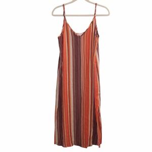 P.J. Salvage "Metal Slow Jams" striped gauze slip dress w lurex sparkle thread S